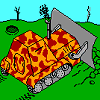 pixels-art 16-couleurs jeux-vidéo buldozer blindé