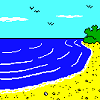 pixels-art 16-couleurs jeux-vidéo mer plage