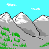 pixels-art 16-couleurs jeux-vidéo colline montagne