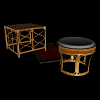 3D VRML meubles rotin table tabouret